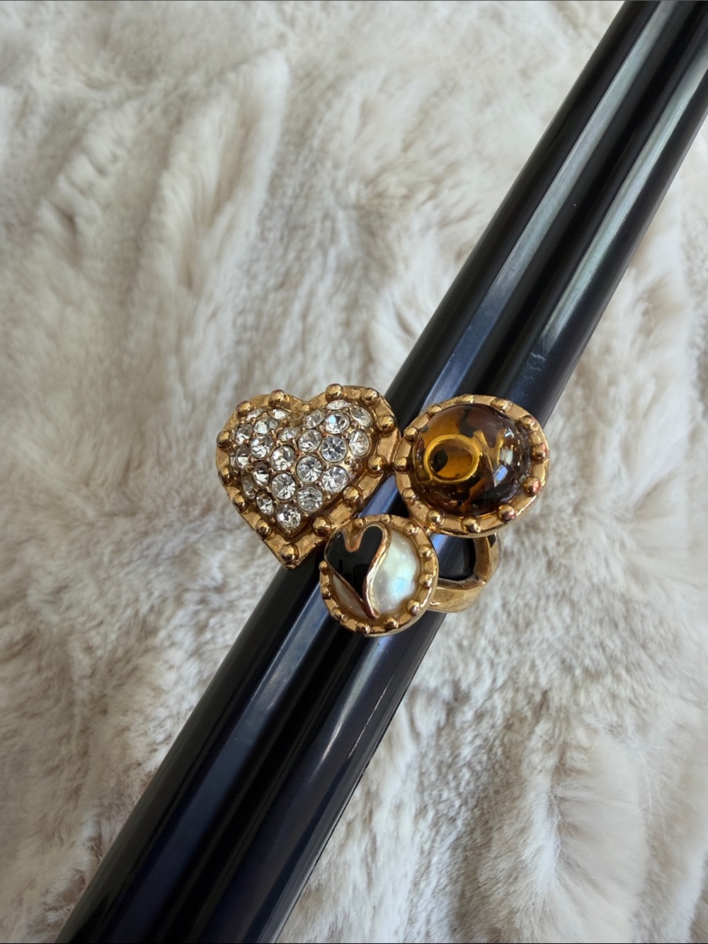 Betsey Johnson Gold-Tone Heart Crystal Cluster Ring - Women Jewelry